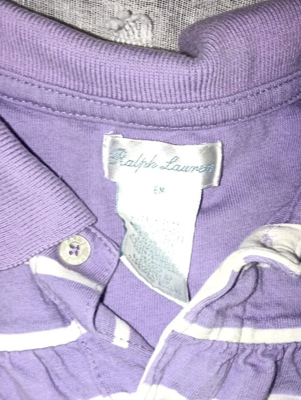 Ralph Lauren Lavender and White Striped Baby One-Piece